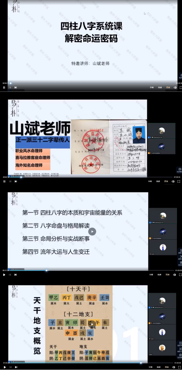 易朴山斌《四柱八字教学》视频8节视频系统课  第2张