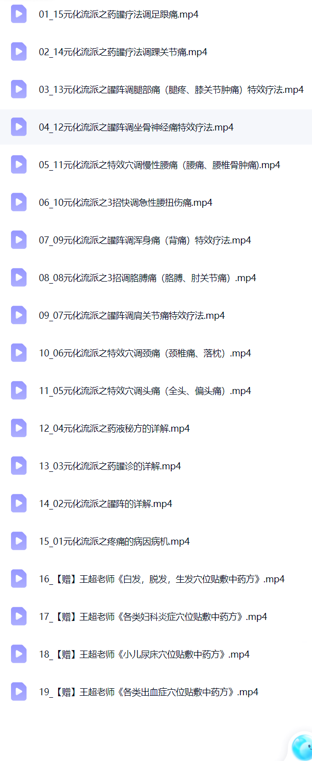 王超老师《元化流派千年药罐疗法》第1期19集视频课程 第2张 王超老师《元化流派千年药罐疗法》第1期19集视频课程 第2张