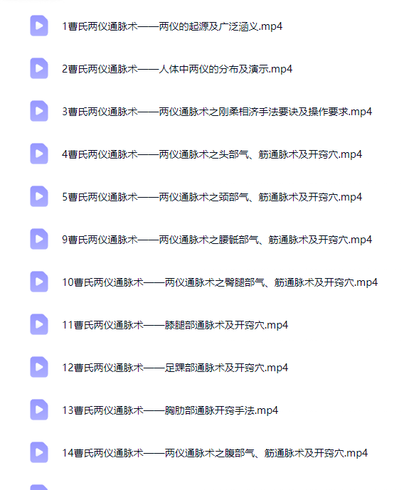 曹氏两仪通脉术,视频课程15集 第2张 曹氏两仪通脉术,视频课程15集 第2张